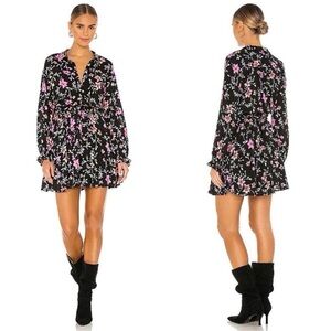 Free People Black Dress with Pink Floral Design